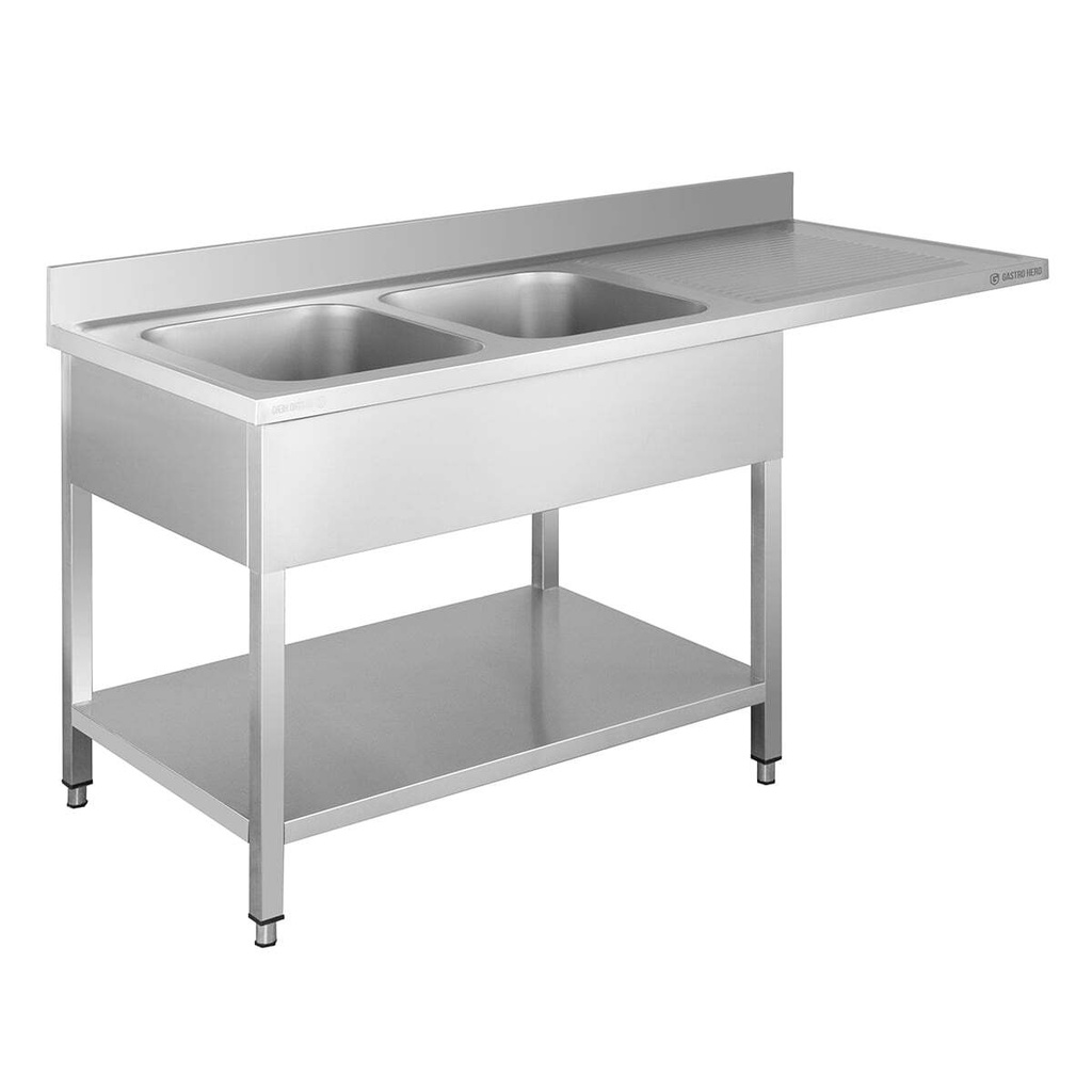 [SPZT-BASIC16X7L2] Spülzentrum Basic 16x7 mit 2 Becken links, Aufkantung und Grundboden