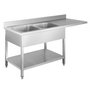 Spülzentrum Basic 16x7 mit 2 Becken links, Aufkantung und Grundboden