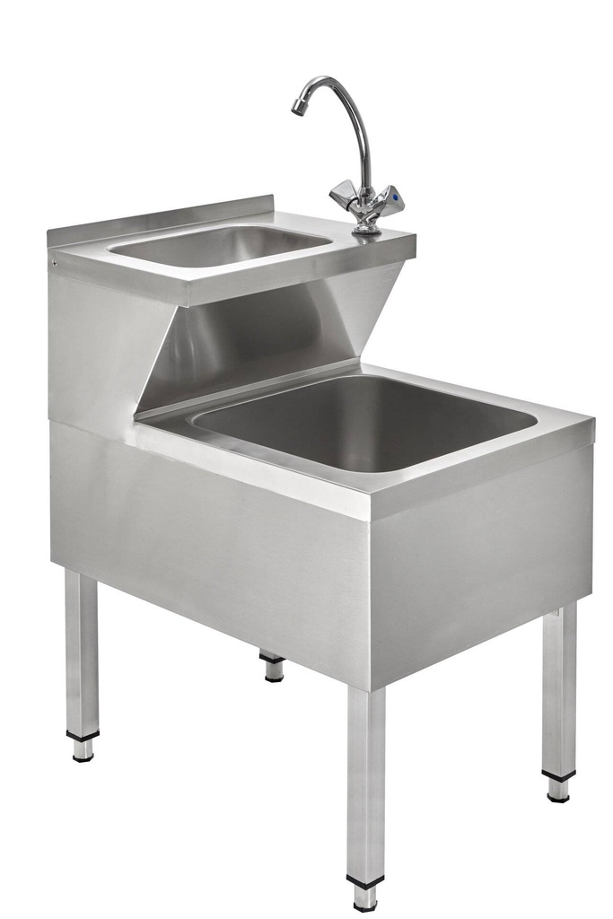 [HWAB-BASIC2] Handwasch-Ausgussbeckenkombination Basic 2, Kalt- und Warmwasserhahn