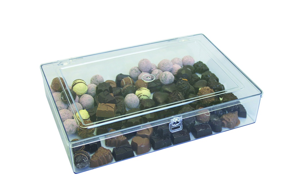 Pralinen-Vorratsdose aus Polystyrol, 335 x 225 x 73 mm