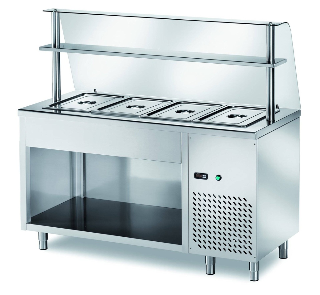 [STS/20] Ausgaben Kühltisch PROFI offen mit Glasaufsatz 2000x700x1400 - 5x GN 1/1