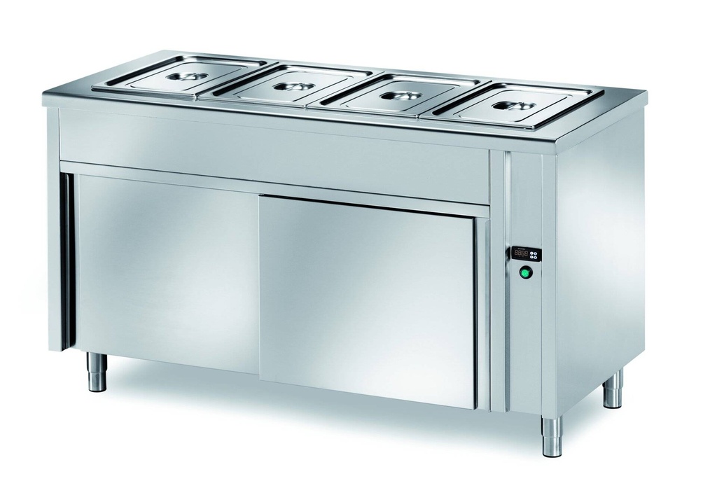 [SNB//15] Selbstbedienungswarmhaltetisch PROFI neutral mit Schiebetüren 1500x700x890 - 4x GN 1/1