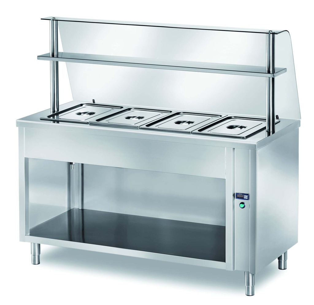 [SSC/12] Ausgabe Warmhaltetisch PROFI offen mit Glasaufsatz 1200x700x1400 - 3x GN 1/1