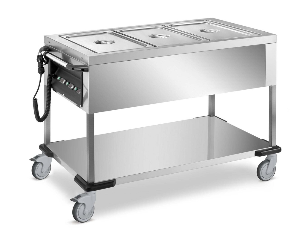 [ART-023-AC] Bain-Marie Wagen PROFI mit abnehmbarer Wanne 3x GN 1/1