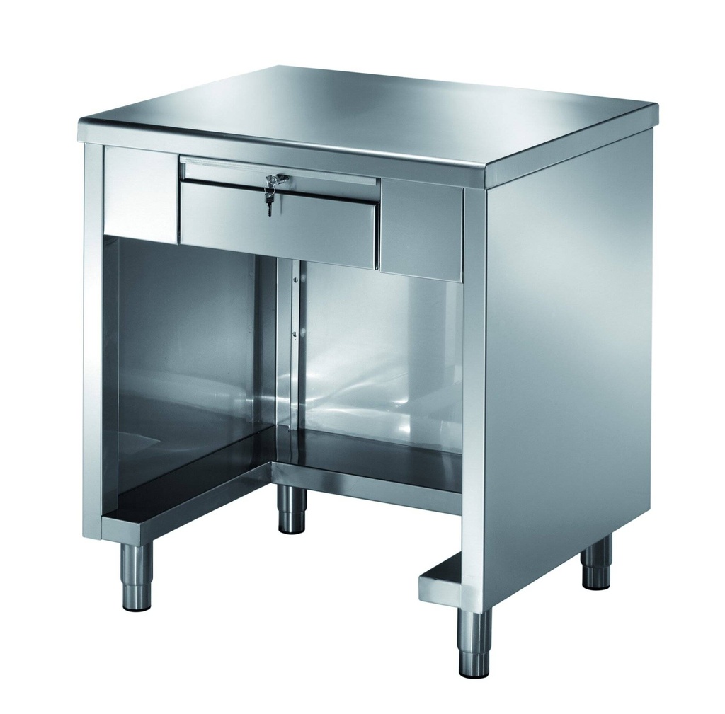 [TSC/10] Kassentisch PROFI 3-seitig geschlossen mit verschließbare Schublade 1000x700x890