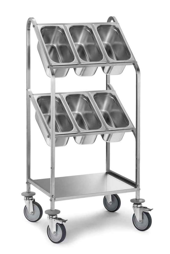 [TGC2/1] Besteckwagen PROFI mit zwei Ablageborde für 6x GN 1/3-150