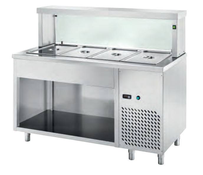 [RTC/12] Ausgaben Kühltisch PROFI offen mit eckigem Glasaufsatz 1200x700x1300