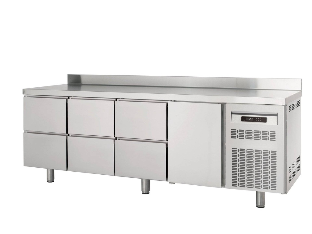 [KTN700-PROFI1/6AK] Kühltisch Profi 1/6 Superior mit Aufkantung - GN 1/1