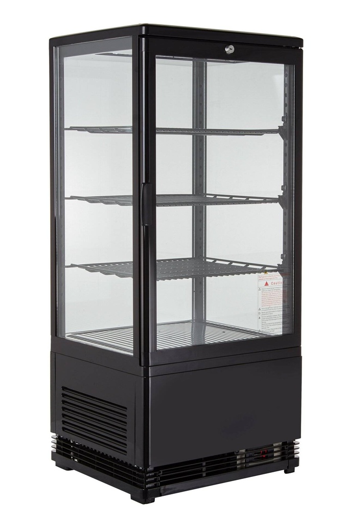 [KV-78S] Kühlvitrine ECO 78 Liter, LED-Beleuchtung, 3 Roste, schwarz