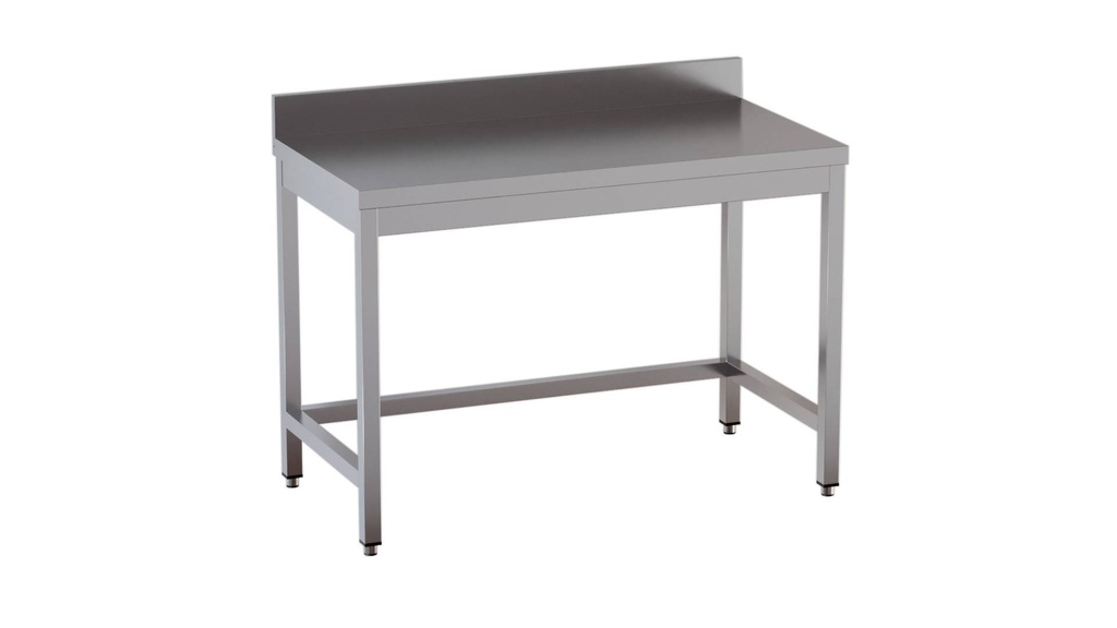 [AT-ECO1670A] Edelstahl Arbeitstisch Eco 16x7 ohne Grundboden mit Aufkantung