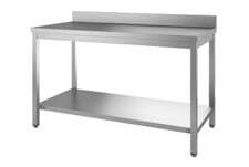[ATG-ECO0670A] Edelstahl Arbeitstisch Eco 6x7 mit Grundboden und Aufkantung