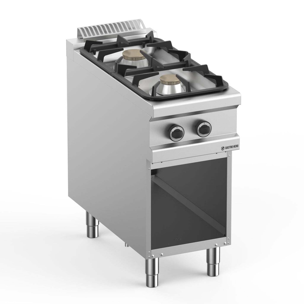 Gasherd  Serie 900 - 40/90 mit offenem Unterbau - 2 Kochstellen - 11 kW