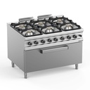 Gasherd  Serie 900 - 120/90 mit großem Grill-Gasbackofen - 6 Kochstellen - 64 kW