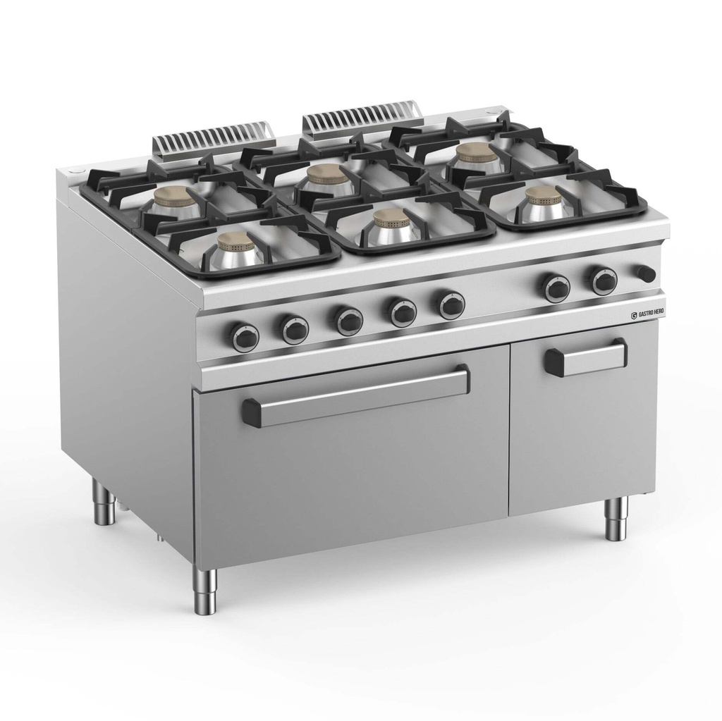 Gasherd  Serie 900 - 120/90 mit Elektrobackofen - 6 Kochstellen - 39 kW