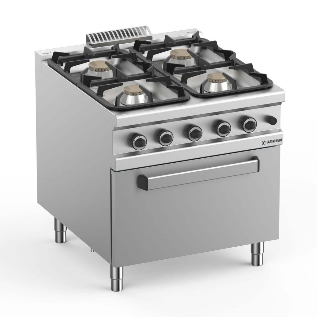 Gasherd  Serie 900 - 80/90 mit Elektrobackofen - 4 Kochstellen - 22 kW