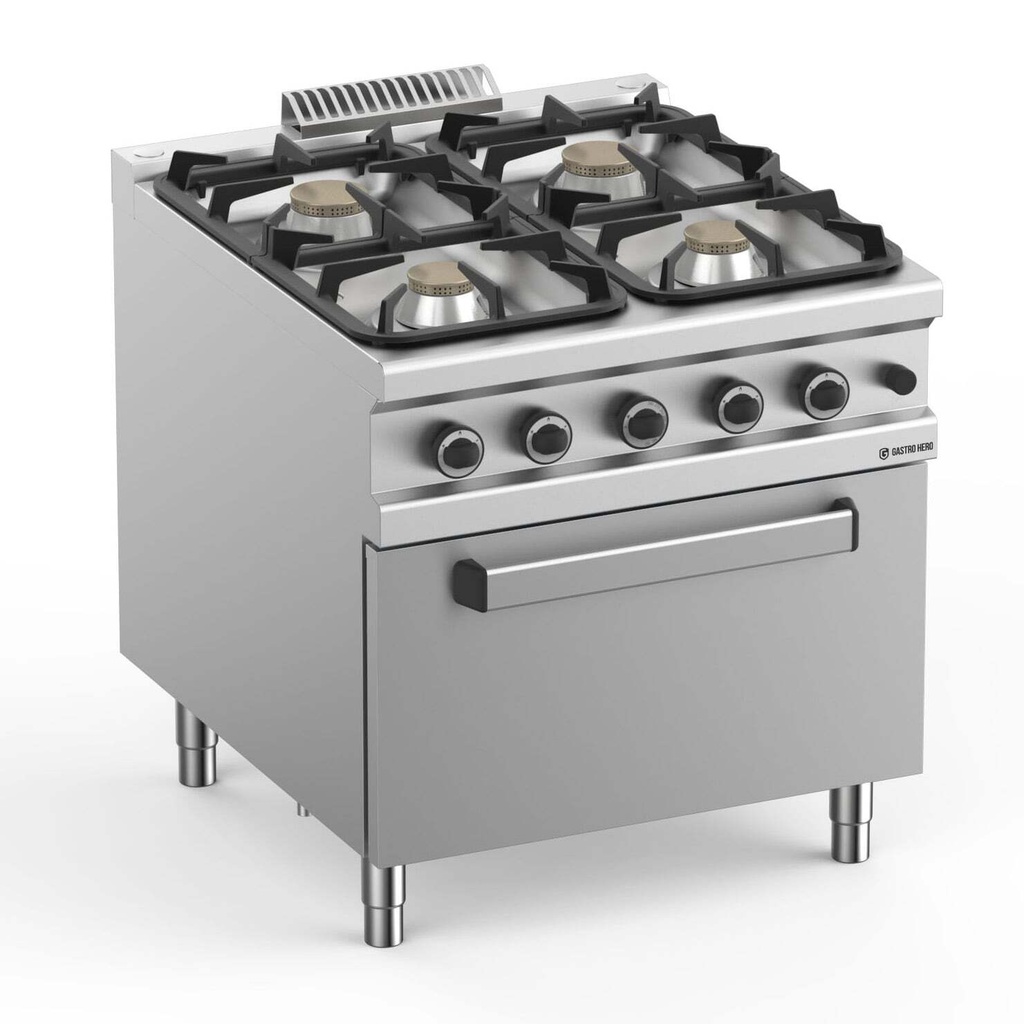 Gasherd  Serie 900 - 80/90 mit Elektrobackofen - 4 Kochstellen - 42 kW