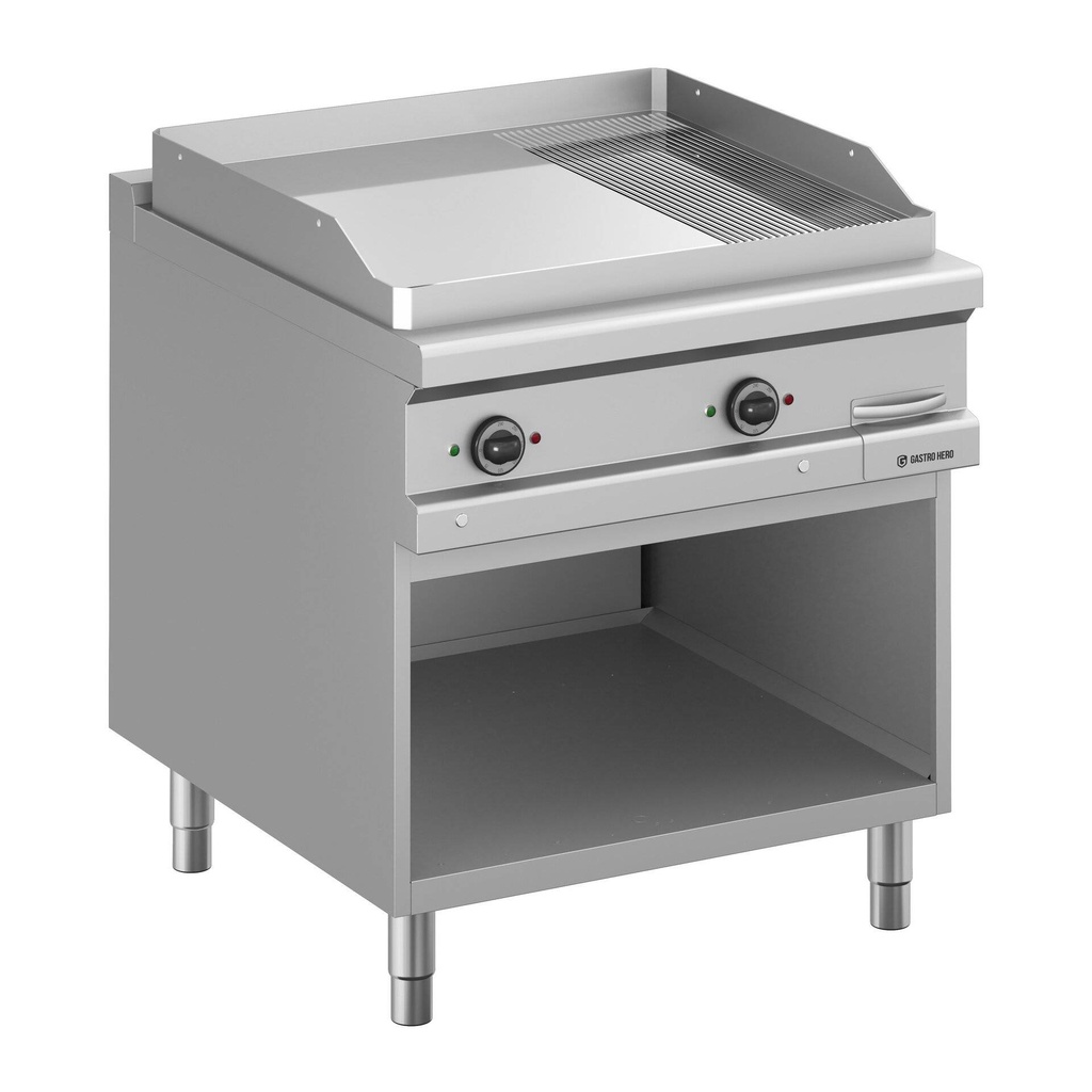 Elektrogrillplatte  Serie 900 - 80/90 - ⅔ glatt, verchromt, ⅓ gerillt