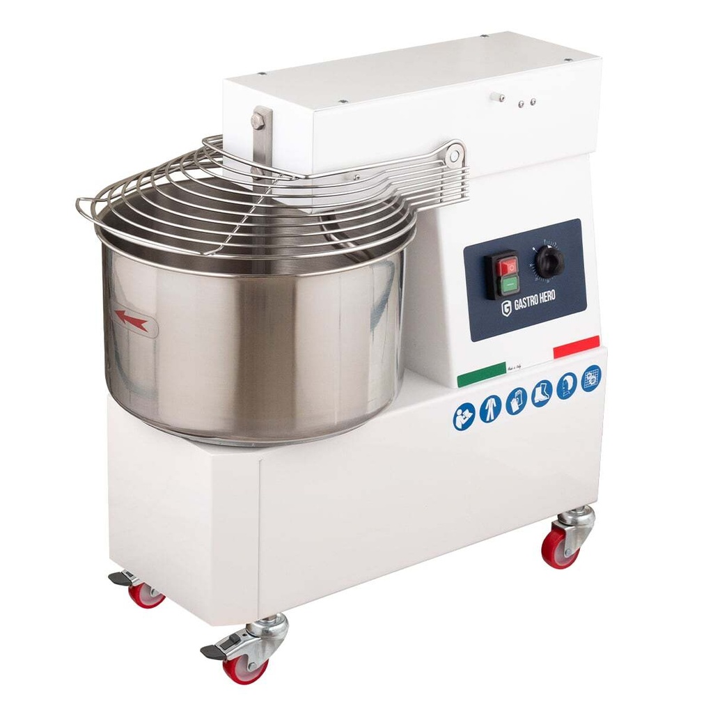 [STKM22F] Spiral-Teigknetmaschine PROFI 22 Liter 230V mit Rollen - fester Kopf