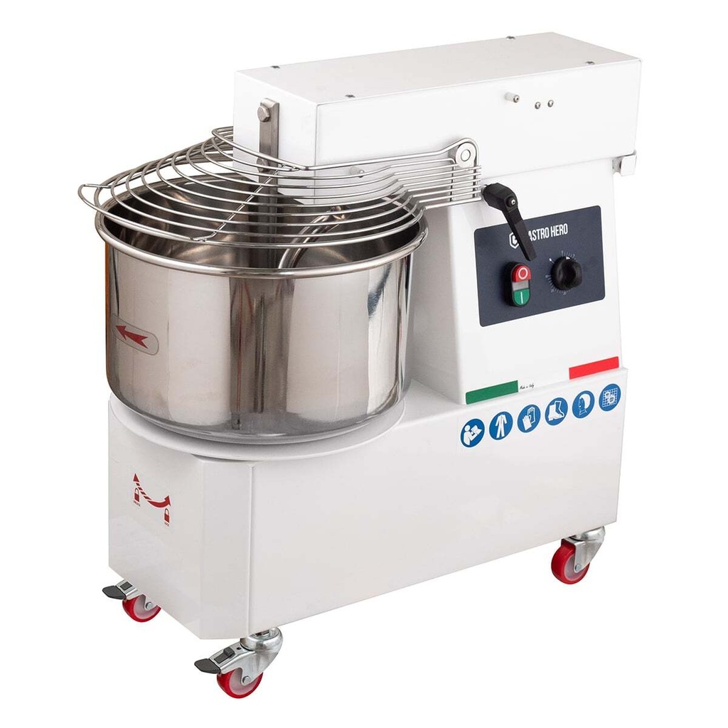 [STKM33V] Spiral-Teigknetmaschine PROFI 33 Liter 230V mit Rollen - variabler Kopf