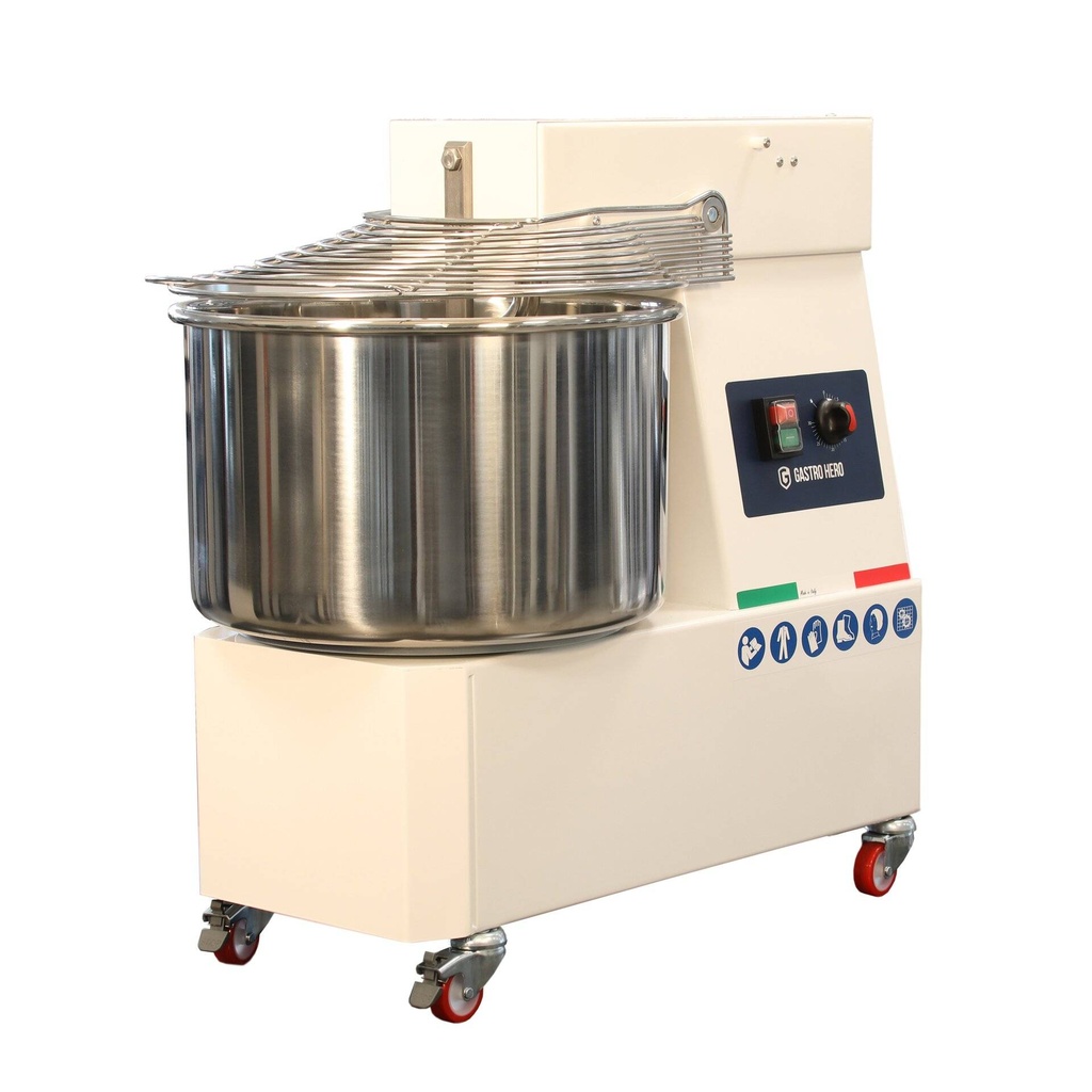 [STKM62F] Spiral-Teigknetmaschine PROFI 62 Liter 230V mit Rollen - fester Kopf