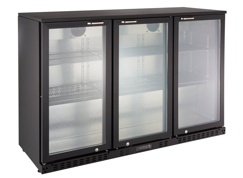 [BKS-350KT] Barkühlschrank ECO 350 mit Klapptüren schwarz, LED Beleuchtung, unterbaubar
