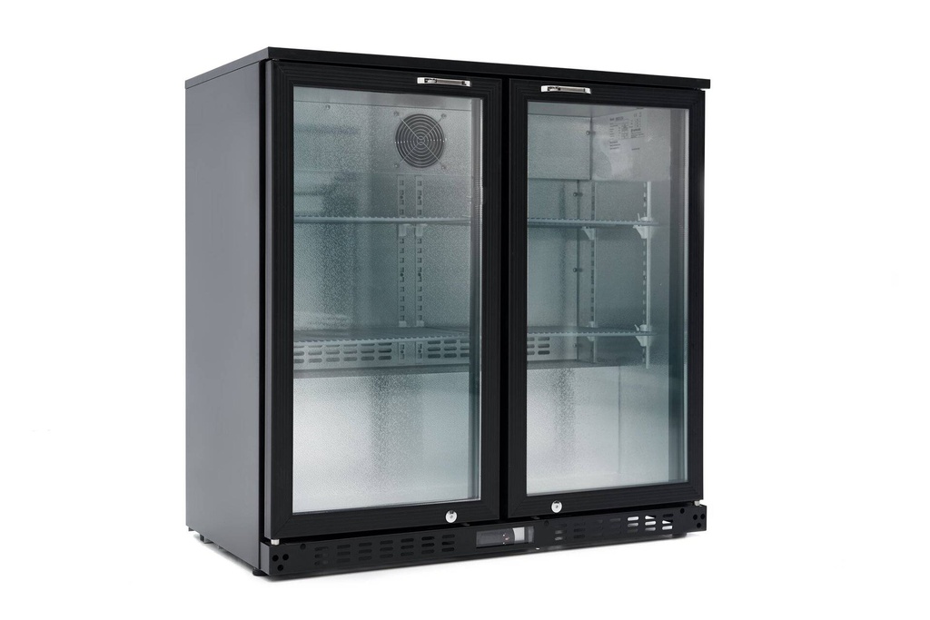 Barkühlschrank ECO 230 mit Klapptüren schwarz, LED Beleuchtung, unterbaubar