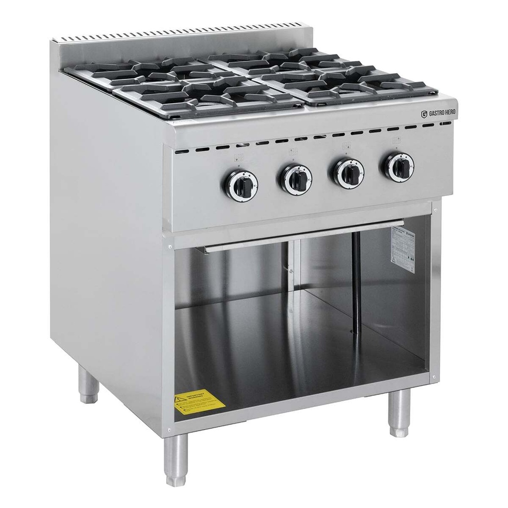 Gasherd ECO mit offenem Unterbau - 28,8 kW - 4 Brenner