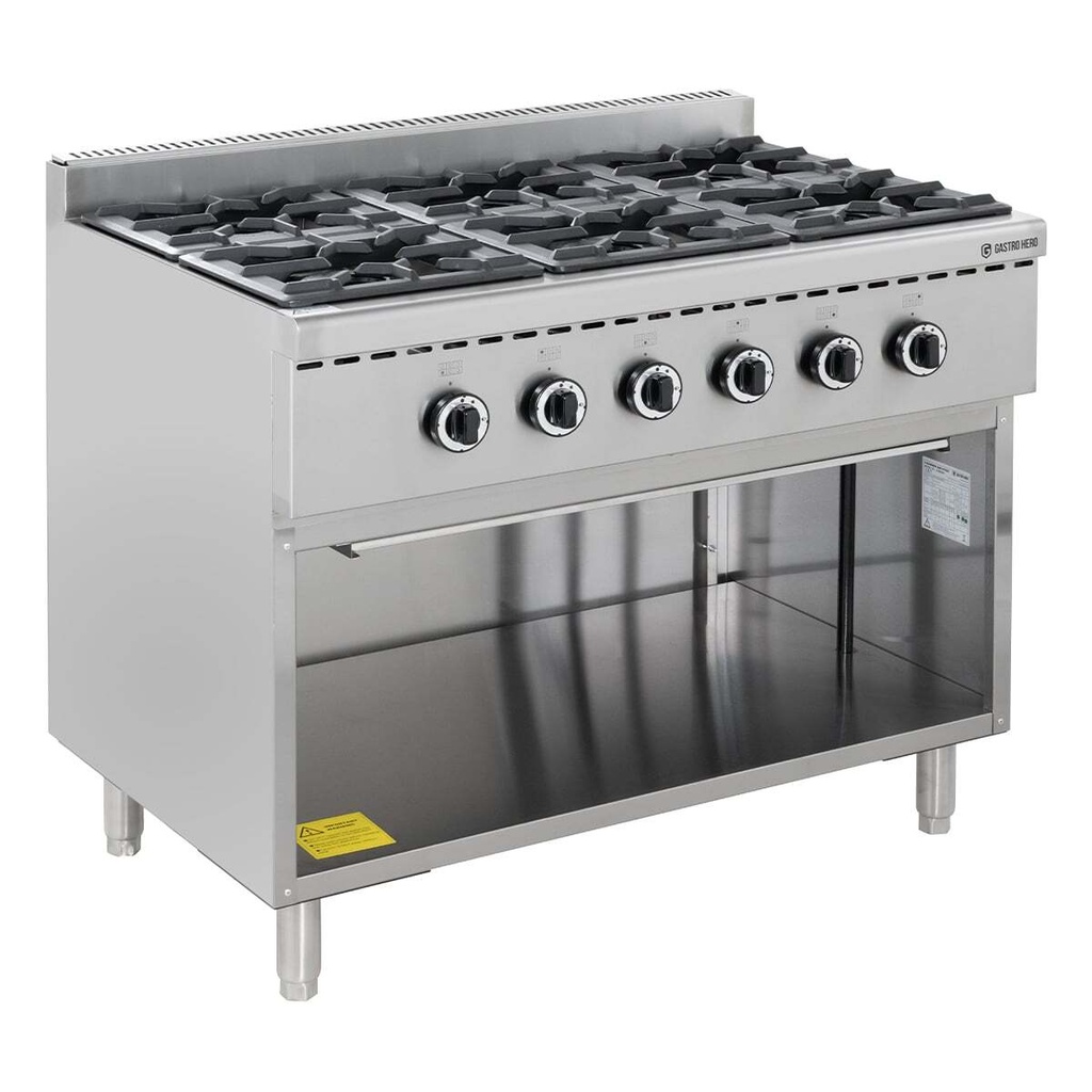 [GHBO6B] Gasherd ECO mit offenem Unterbau - 43,2 kW - 6 Brenner
