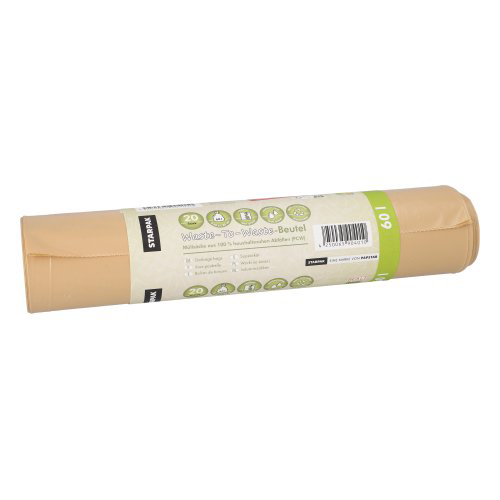 16 x 20 Müllsäcke aus 100% PCW "Waste-To-Waste" 60 l 88 cm x 60 cm braun