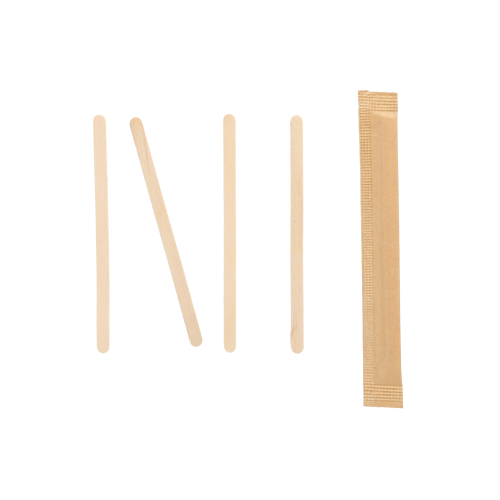 [37276] 20 x 100 Rührstäbchen Holz "pure" 9 cm x 5 mm einzeln gehüllt