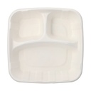 4 x 25 Teller Zuckerrohr "pure" 3-geteilt 5 cm x 22,8 cm x 22,8 cm