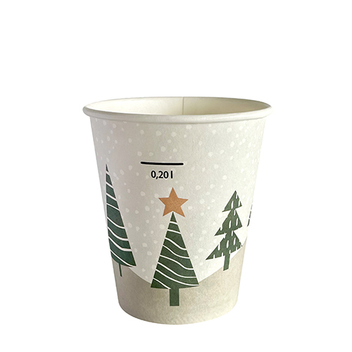 [37337] 20 x 50 Trinkbecher, Pappe "To Go" 0,2 l Ø 8 cm · 9,9 cm "Winter Forest"
