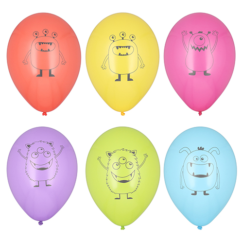 12 x 6 Luftballons Ø 29 cm farbig sortiert "Monsters"
