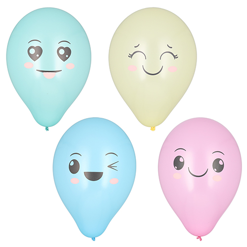 [37340] 12 x 8 Luftballons Ø 25 cm farbig sortiert "Kawaii"