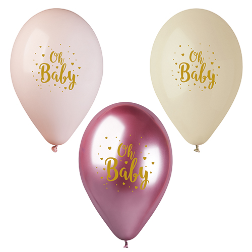 12 x 6 Luftballons Ø 29 cm rosé "Oh Baby"