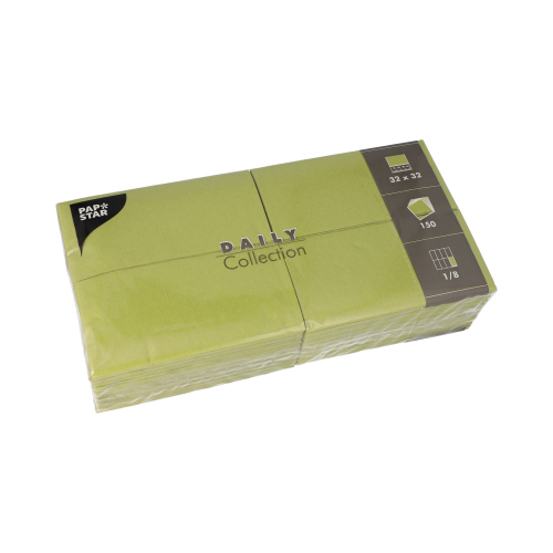 6 x 150 Servietten "DAILY Collection" 1/8-Falz 32 cm x 32 cm olivgrün