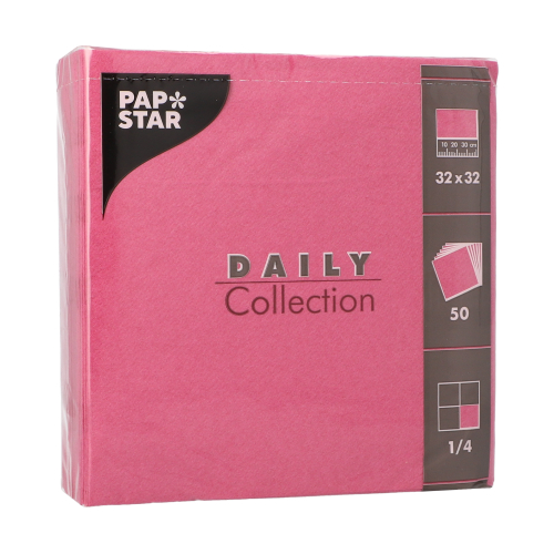 14 x 50 Servietten "DAILY Collection" 1/4-Falz 32 cm x 32 cm fuchsia