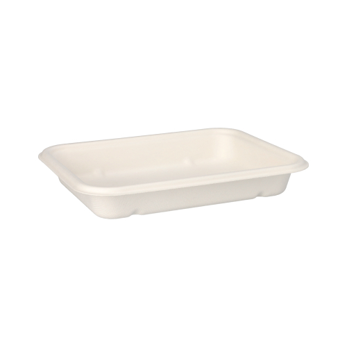 [37374] 6 x 50 Schalen, Zuckerrohr "pure" ungeteilt 3 cm x 15,3 cm x 20,3 cm weiss