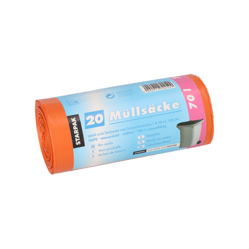 [90466] 25 x 20 Müllsäcke, HDPE 70 l 100 cm x 58 cm orange