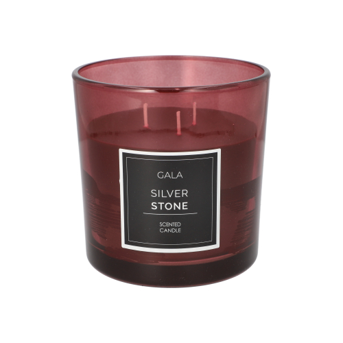 6 x "GALA" 3-Dochtkerze mit Duft Ø 14 cm · 14 cm rot - Silver Stone