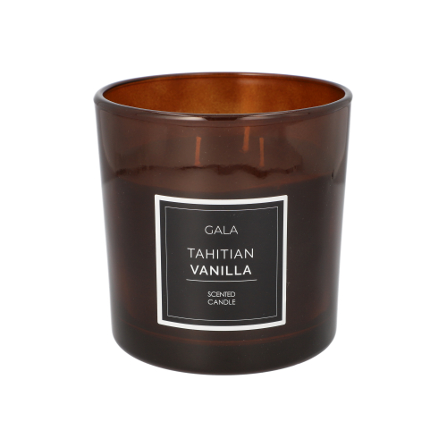 [96876] 6 x "GALA" 3-Dochtkerze mit Duft Ø 14 cm · 14 cm braun - Tahitian Vanilla
