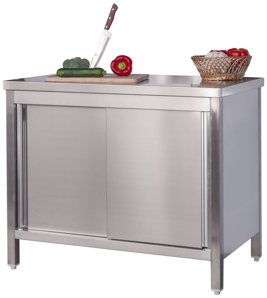 [ATS206] Edelstahl Arbeitsschrank Profi mit Schiebetüren - 2000 x 600 mm