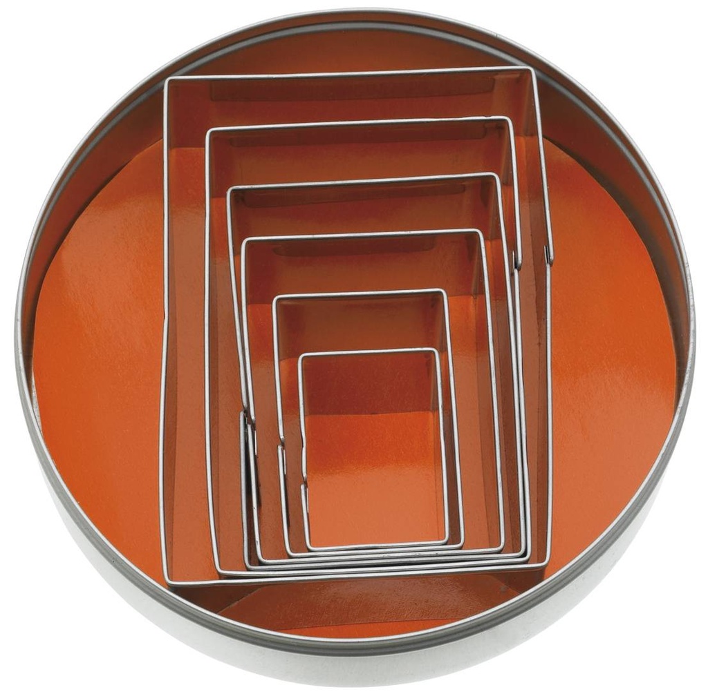 Ausstecher-Satz Rechteck glatt 6-teilig aus Edelstahl