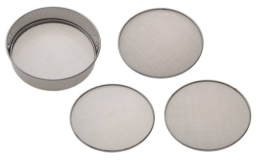 Schüttsieb mit 4 verschiedenen Einsätzen, 0,5 mm