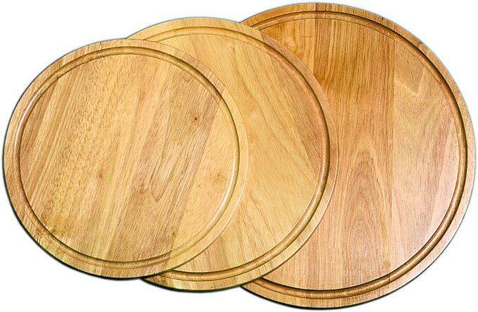 Pizzateller mit Saftrille aus Holz