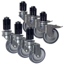 Gelenkrollensatz zur Selbstmontage - 3x gebremst und 3x ungebremst für Arbeitsschränke PROFI mit Schubladenblock