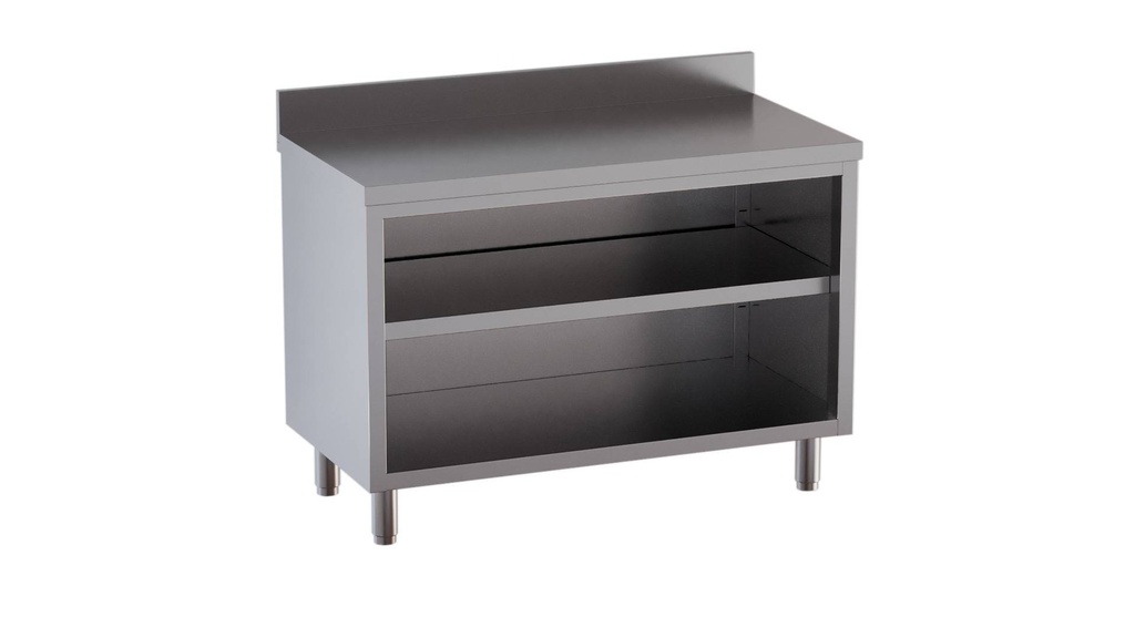 Edelstahl-Arbeitsschrank ECO 6x6 offen mit Aufkantung