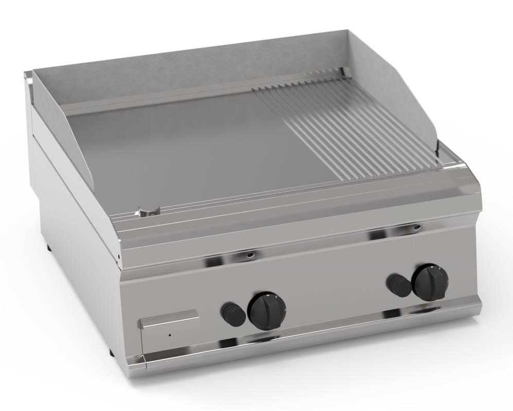 [10322015] KBS Gas-Grillplatte glatt-gerillt hartverchromt mit 2 Heizzonen Tischgerät