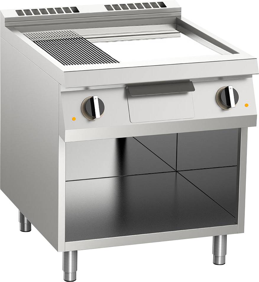 [10412417] KBS Elektro-Grillplatte geteilt verchromt 10,8kW mit 2 Heizzonen offener Unterbau