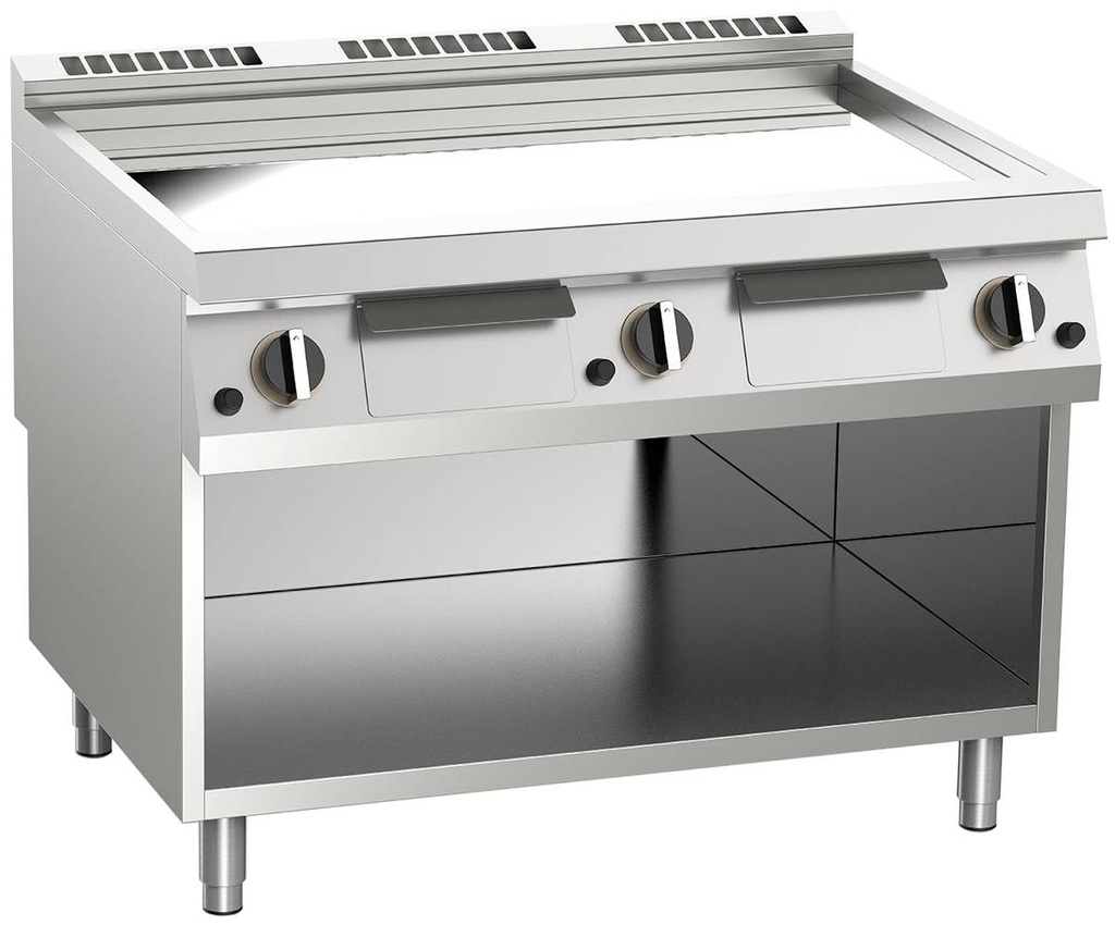 KBS Elektro-Grillplatte glatt verchromt 16,2kW 3 Heizzonen offener Unterbau